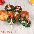 thumbnail image 1 of OUSITAID 5Pcs Christmas Fruit Fork Wreath Leaf Christmas Tree Decor Cake Plugin Toothpick Party Decor, 1 of 6