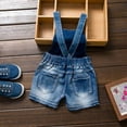 thumbnail image 2 of 2-11T Summer Children Kids Little Girls Romper Shorts Denim Overalls Shortalls Jeans,Flower,3years, 2 of 6