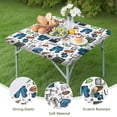 thumbnail image 4 of Blue Football Game Icons Pattern Square Fitted Tablecloth with Elastic Edge,Square Table Cover,Washable Elastic Table Cover for Home Kitchen Party Decor 36"x36", 4 of 6