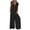 Black, variant on Maean Wide Leg Jumpsuit for Women Short Sleeve V Neck Loose Button Rompers Casual Work Long Pants with Pockets