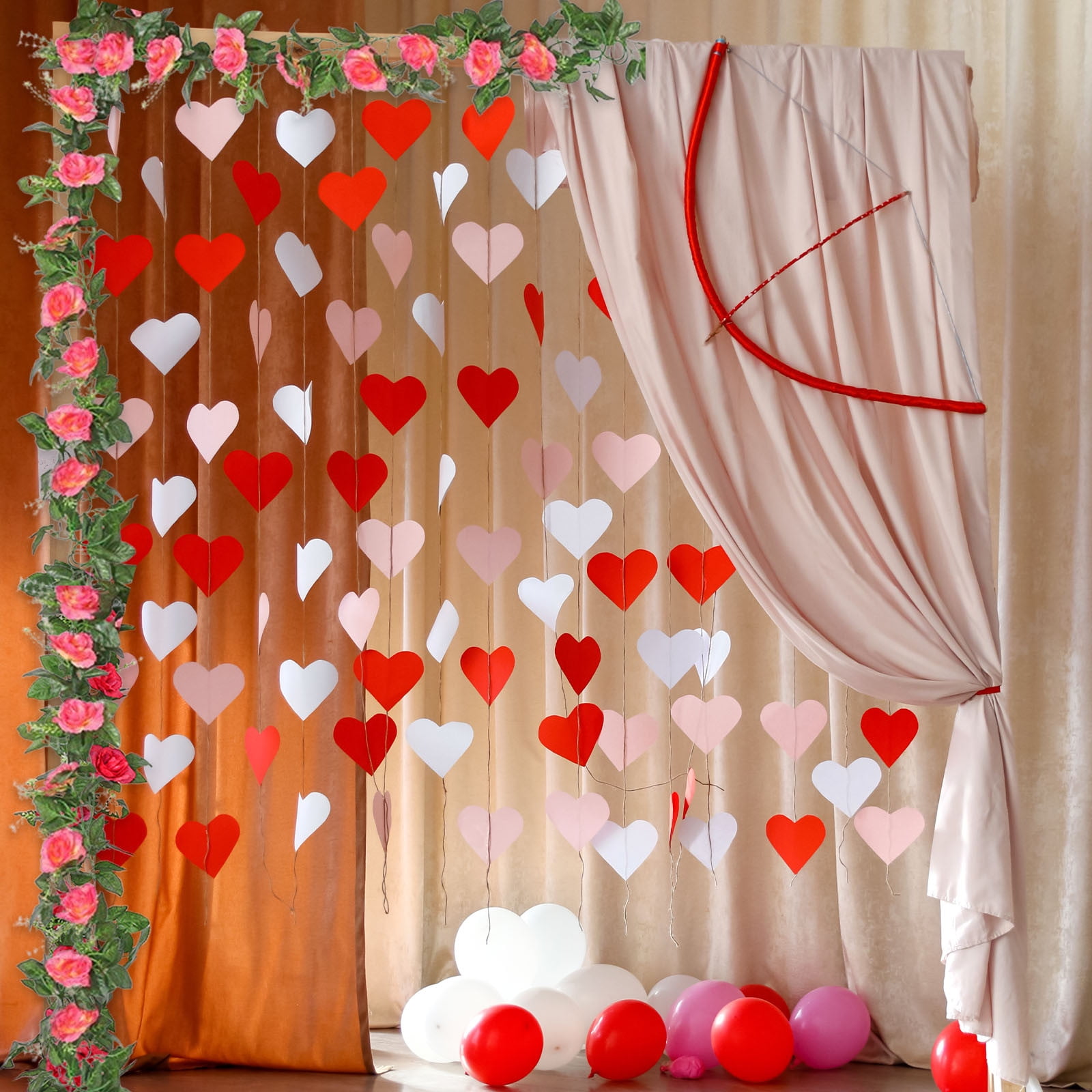 JilgTeok 3 Packs 2pcs 90.55in Artificial Rose Vine Flowers Plants Simulation 10 Heads Rose Vines for Mother's Day Wedding Scene Party Wall Hanging Mantel Tabletop Decoration