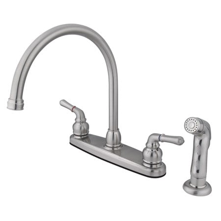 Kingston Brass GKB798SP Water Saving Magellan Centerset Kitchen Faucet with Matching Sprayer, Satin Nickel