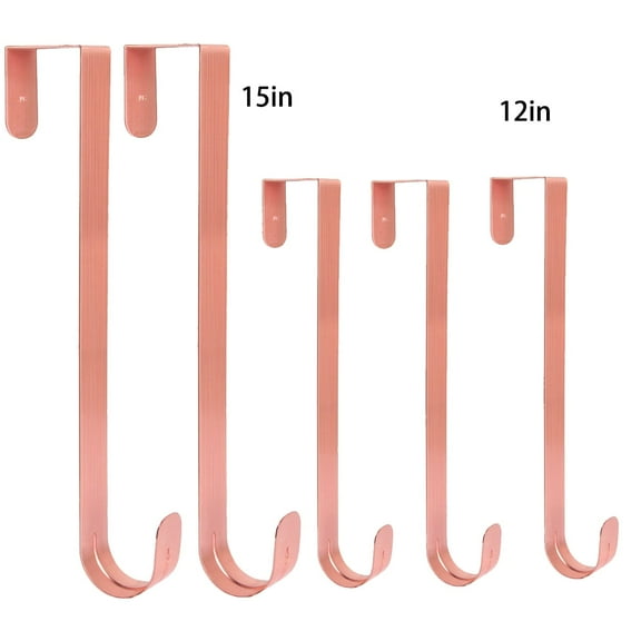 Wreath Hanger for Front Door - Large Wreath Metal Hook for Christmas Wreath Over the Door Hanger 2*15" 3*12" - 5pcs Copper