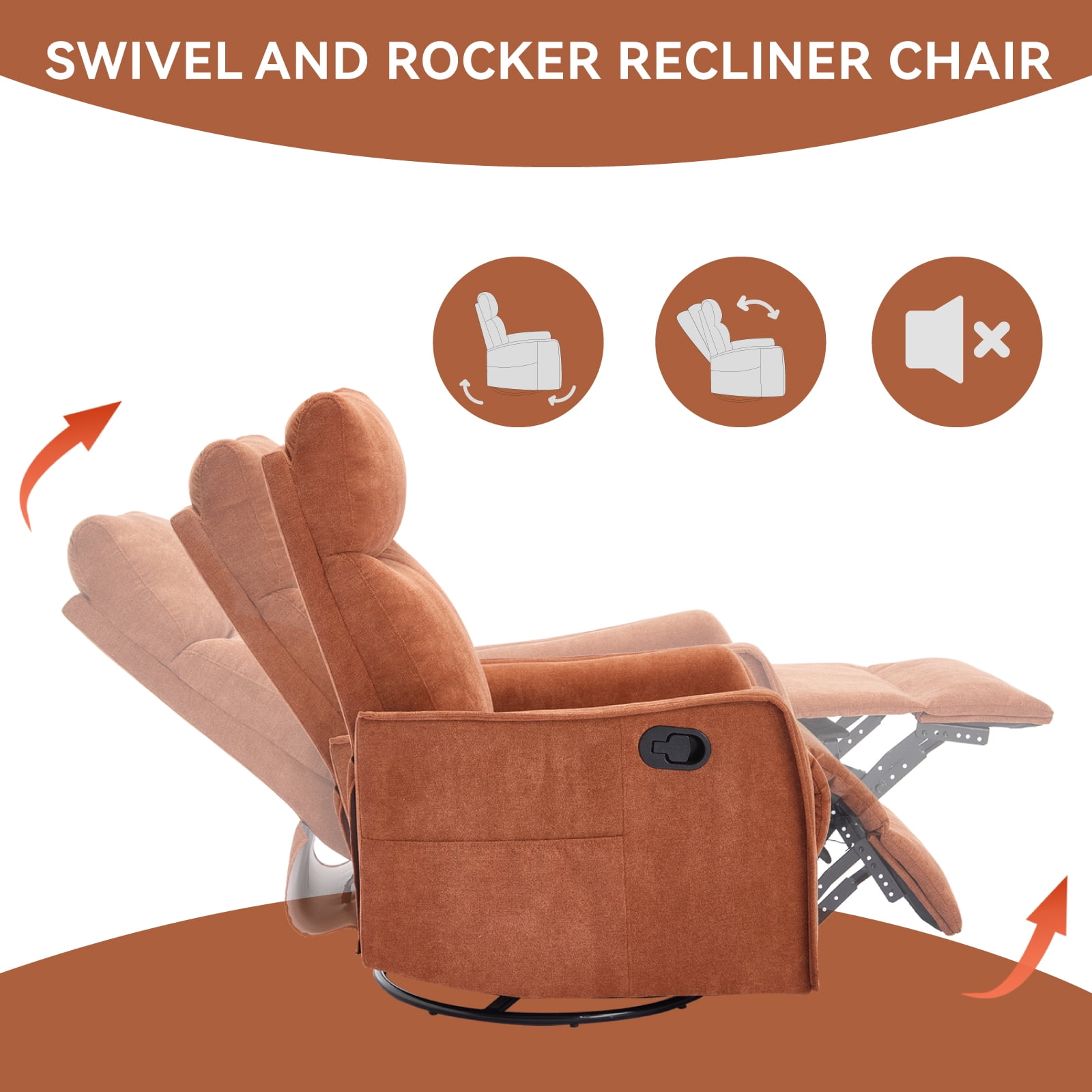 Segmart 360° Swivel & Rocker Recliner Chair with Massage & Lumbar Heat- Manual Recliner, Fabric Lounge Chair for Living Room