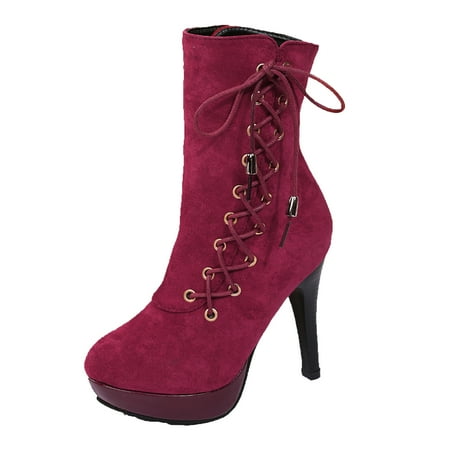 

Boots Clearance Juebong Women s Fashion Square Heel Shoes Waterproof Platform High Heel Booties