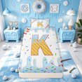 thumbnail image 3 of Meiyoeat Summer Ice Cream Baseball Twin Sheet Sets for Kids Kids, Kawaii Dessert K Letter Alphabet Bedding, Blue, 3-Piece, 3 of 5