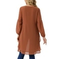 thumbnail image 3 of INSPIRAR CHIC Blusas Asimétricas de Manga Larga con Cuello Redondo para Mujeres, Casual y Elegante, Talla XL, Color Marrón Claro, 3 of 6