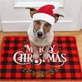 thumbnail image 1 of Christmas Decorations Outdoor Carpet Merry Christmas Doormat 40x60cm Non Welcome Mat With Holiday Greeting And Plaid Pattern For Front Door Indoor Outdoor Use Polyester carpet, 1 of 4