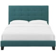 thumbnail image 5 of Contemporary Modern Urban Designer Bedroom King Size Platform Bed Frame, Fabric, Aqua Blue, 5 of 5