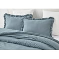 thumbnail image 2 of Chezmoi Collection Nora 3-Piece Dusty Blue Ruffled Edge Trim Microfiber Comforter Set, King Size, 2 of 8