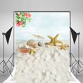 thumbnail image 1 of EREHome Polyester Fabric 5x7ft Beach Photography Backdrops White Fine Sand Basket Shell Background Summer Studio Backdrop for Newborn, 1 of 2