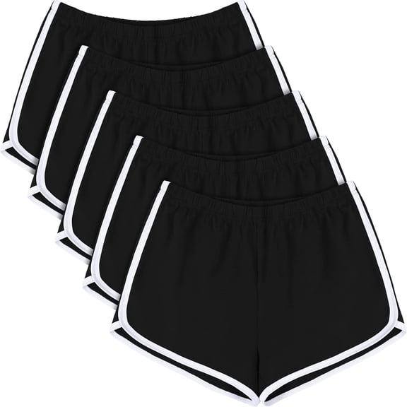 Women's 5 Pack Womens Cotton Workout Shorts (Black, XX-Large)