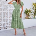 thumbnail image 1 of SMihono Robe Maxi Bohème d'Été pour Femmes Grande Taille Robe Imprimée d'Été Manches Courtes Robe Moulante Robe de Plage Robe de Soleil Robe Longue Fluide à Volants Robe de Plage, 1 of 4