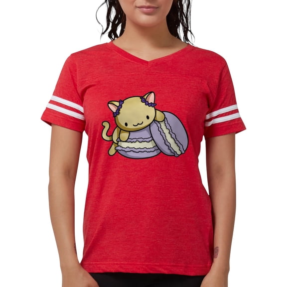 CafePress - Macaron Kitty T Shirt - Womens Football Shirt