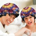 thumbnail image 6 of Shower Caps,Colorful Tie Dye Flower Mandala Pattern Waterproof Shower Cap for Women 4 Pieces,Double Reusable Hair Cover for Shower PEVA Elastic Stretch Hem, 6 of 7