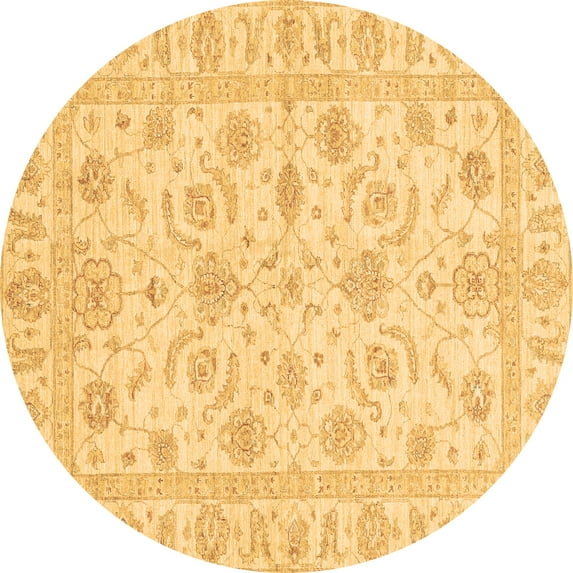 Ahgly Company Indoor Round Oriental Brown Traditional Area Rugs, 6' Round