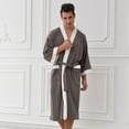 thumbnail image 4 of Plus Size Robe Men's Plus Size Knit Robe Loose Comfortable Long Sleeve Bathrobe Soft Sleep Robe for Loungewear Nightwear Plus Size Pajamas, 4 of 9