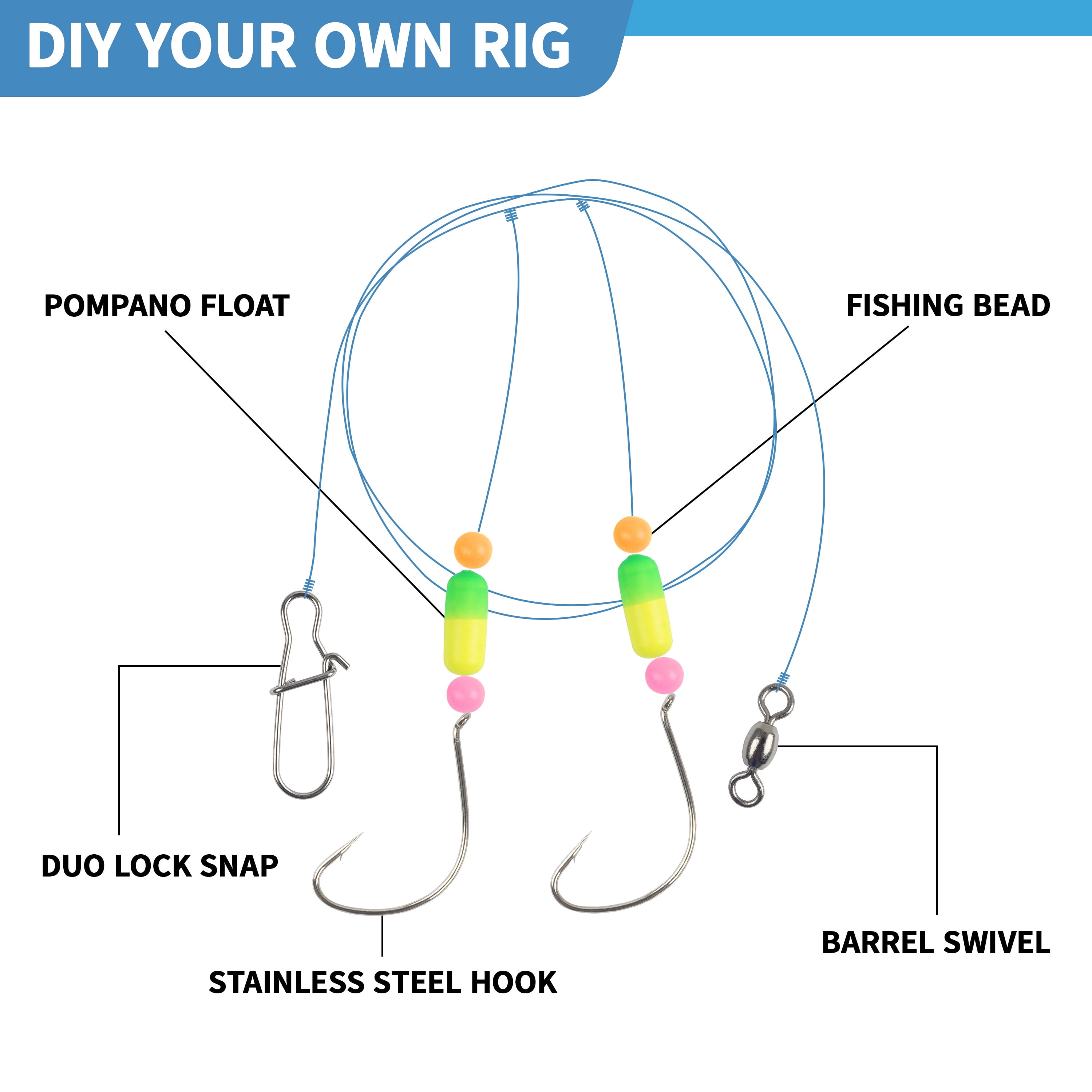 OROOTL 120pcs Surf Fishing Pompano Rigs Kit DIY Making Kit Fishing