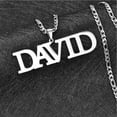 thumbnail image 4 of Men's Custom Letter Pendant Name Necklace Personalised Jewelry Gift,Black, 4 of 5