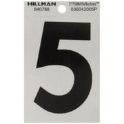 Hillman Group 840788 3 in. Black & Silver Reflective Mylar Square Cut Self Adhesive Number - 5