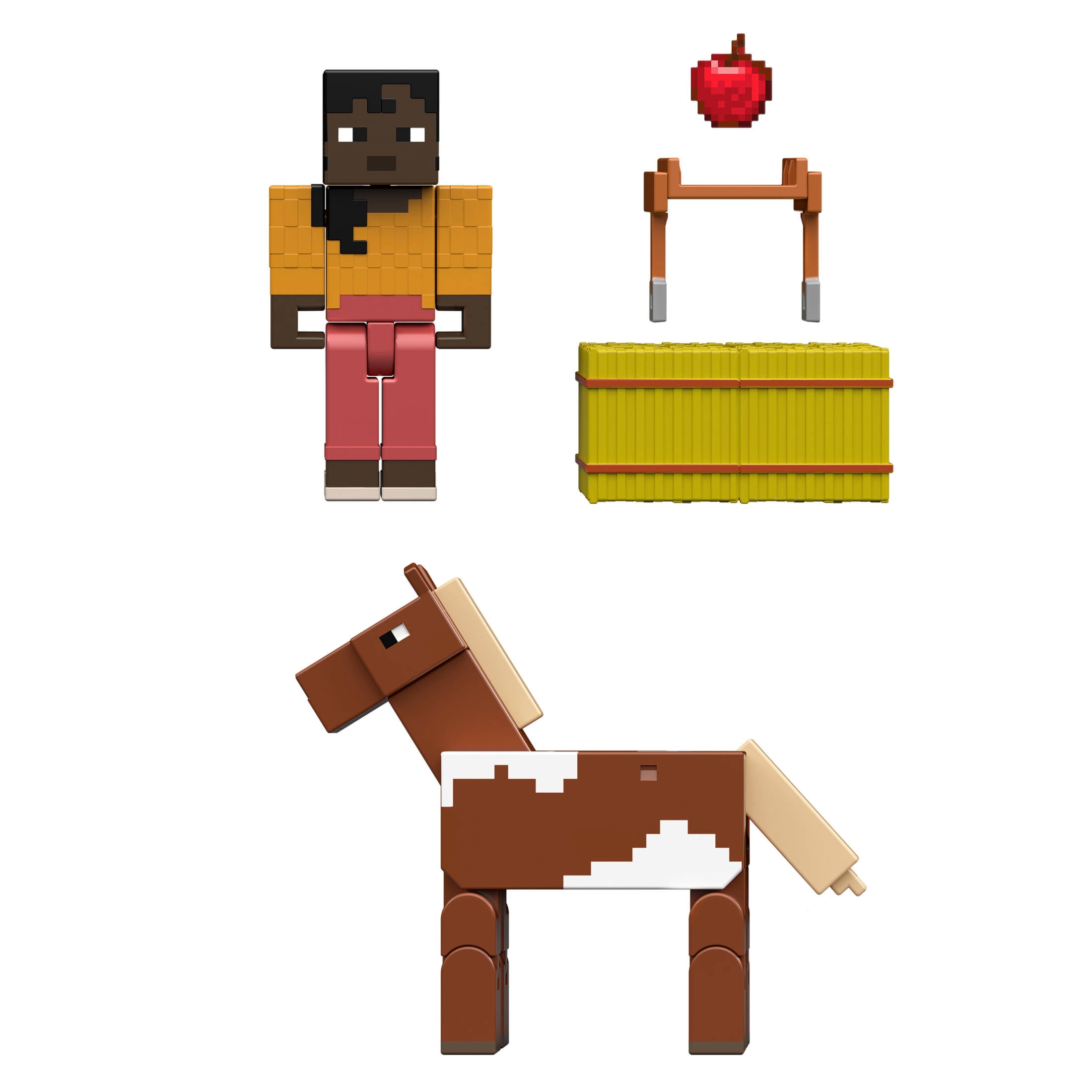 Minecraft Action Figures & Accessories 2-Pack, Horse Jockey & Makena 3.25-inch Scale Toy Set