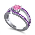 thumbnail image 2 of 2.50 Carat Round Cut Pink Sapphire & Amethyst Gemstone Beautiful Wedding Ring for Women Solid 18K White Gold Size 5 by Diamond-Capitals, 2 of 8