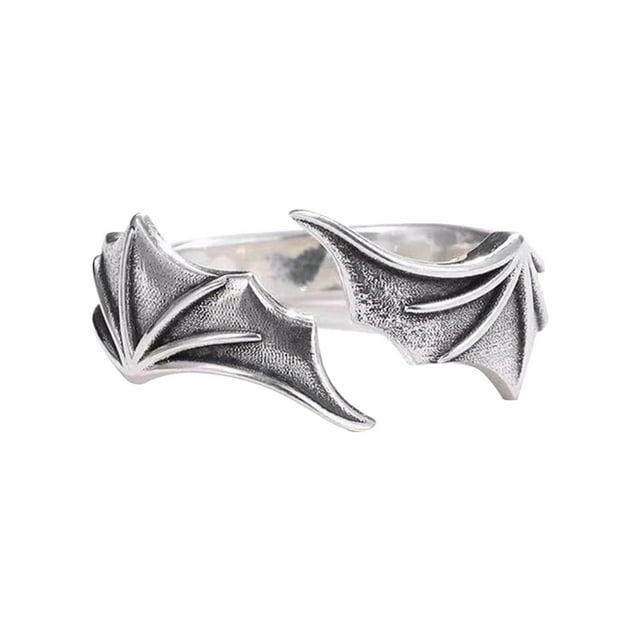 Anillos para Niñas Ángel y Diablo Anillo Vintage Anillo Abierto Femenino Masculino Pareja Dedo Anillo Tamaño Se Puede Ajustar Plata Blanco Variedad de Estilos