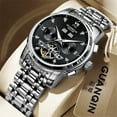 thumbnail image 4 of GUANQIN Men Skeleton Original Automatic Self-Winding Mechanical Wristwatch Luminous Stainless Steel Wrist Watch Sapphire Crystal Waterproof Rhinestone Multifunctional Dial Clock, 4 of 6