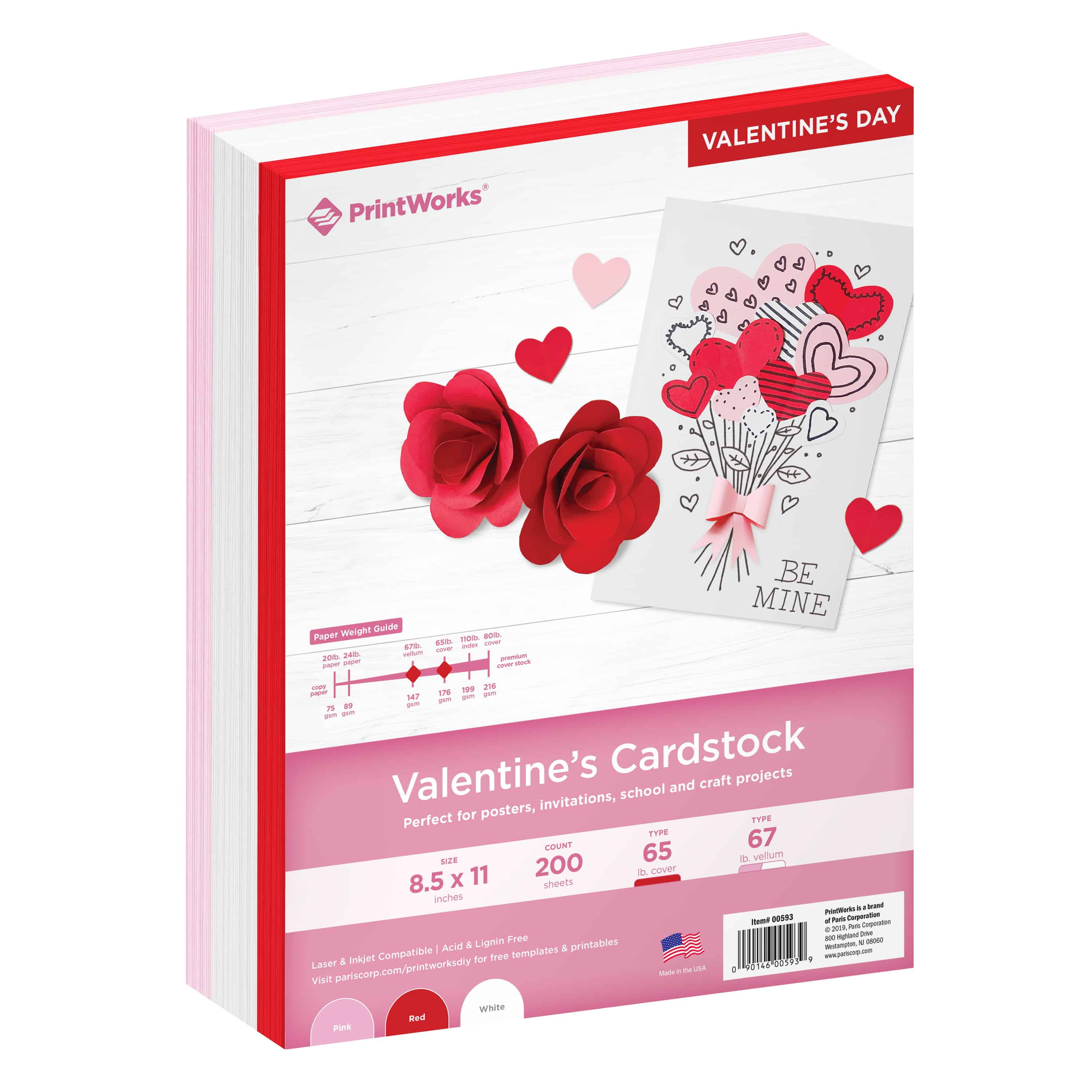 Printworks Valentine Cardstock Collection, 67lb Heavyweight Cardstock