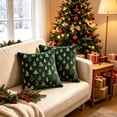 thumbnail image 3 of Christmas Pillow Covers, Yamaziot 18x18 in Pillow Cases Set of 2, Christmas Tree Plush Decorative Throw Pillow Covers Green Xmas Home Decor Pillowcases, 3 of 7