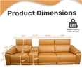 thumbnail image 3 of Electric Reclining Sofa, 3-Piece Sectional with Power Headrest, USB Ports & Storage, Breathable Polyester Fabric, Brown Living Room Furniture, 3 of 5