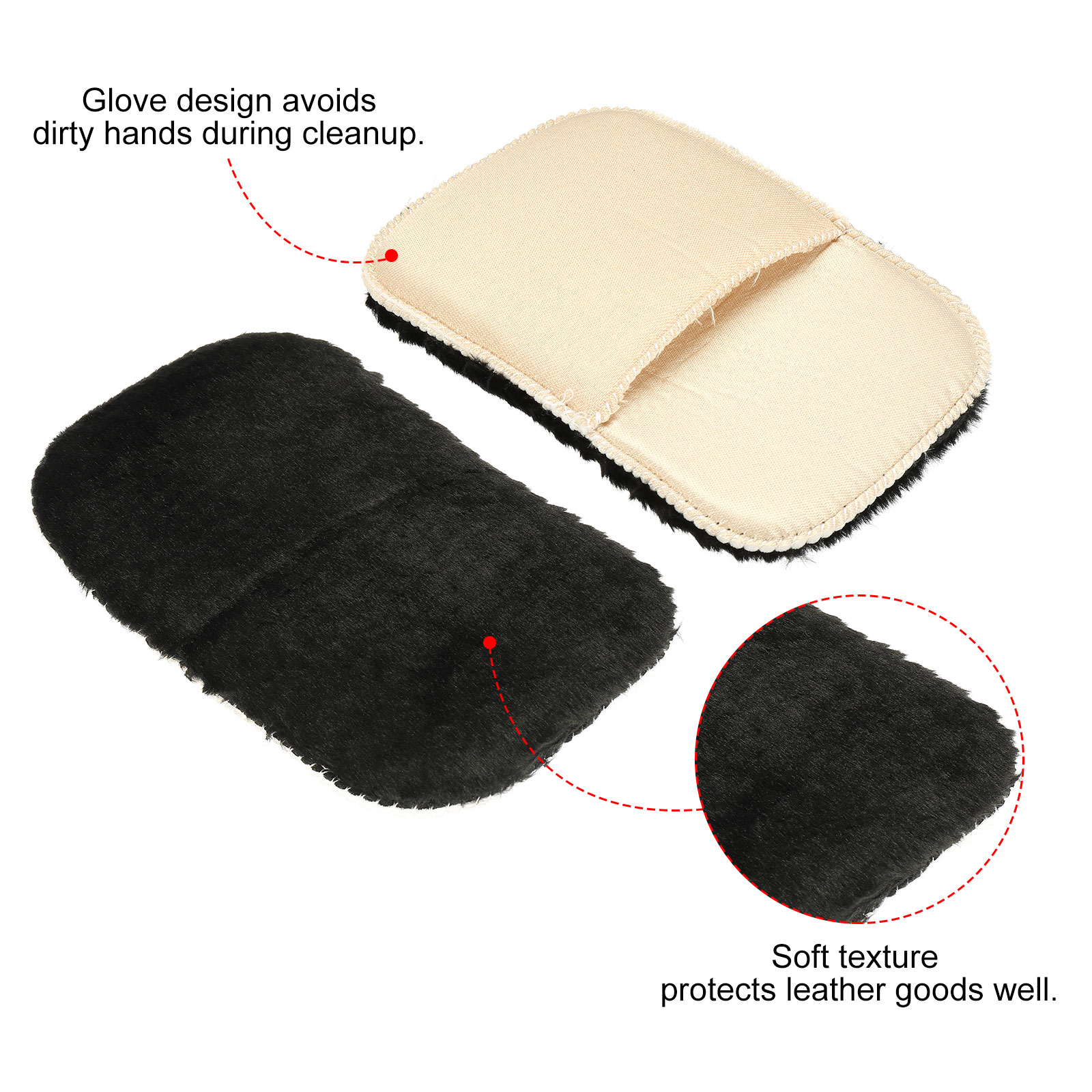 Unique Bargains Polishing Gloves Leather Shoes Cleaning Shine Cloth 7.68"x4.72" Black