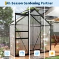 thumbnail image 2 of 6×3 FT Greenhouse for Outdoors, Polycarbonate Greenhouse with Adjustable Roof Vent, Sliding Door and Rain Gutter, Aluminum Walk-in Green Houses for Outside Patio Backyard Garden, Black, 2 of 8