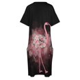 thumbnail image 4 of Vestido bandage holgado para mujer traje elegante con estampado de flamencos y rosas flores acuarela bolsillos verano, 4 of 6