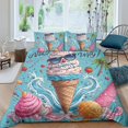 thumbnail image 1 of 3D Ice Cream Printed Comforter Cover Set Children Adult Unique Design Bedding Set Bedroom Decor,King (90"x104"), 1 of 5