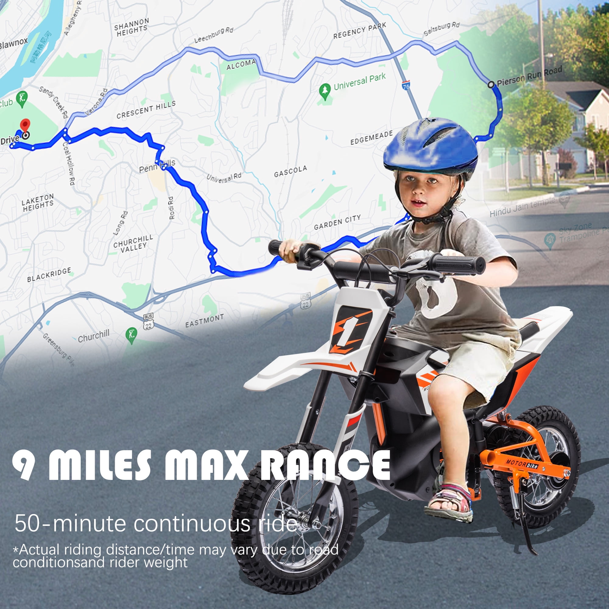 JoyWheels 24V Electric Dirt Bike for Kids,250W Ride on Toy Motorcycle,Ages 13 Years+,13mph,White