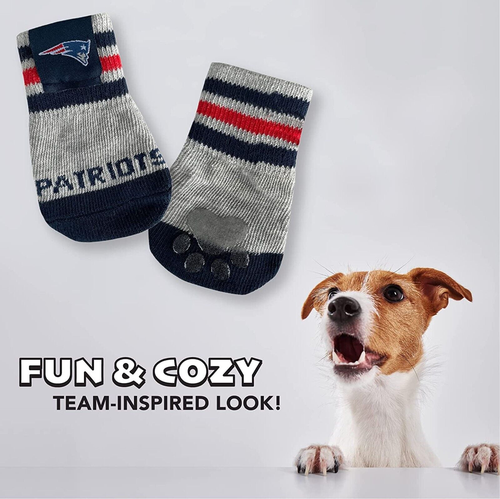 NFL Anti Slip Dog Socks with Elastic Ribbed Top Indoor/Outdoor Paw Protection