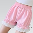 thumbnail image 4 of CPNG Girls Fashion Lace Trim Shorts Summer Thin Solid Color Loose Casual Shorts Elastic High Waist Shorts(Pink,11-12 Years), 4 of 9