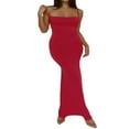 thumbnail image 4 of Women Summer Spaghetti Straps Square Neck Sleeveless Tight Fitted Long Bodycon Dress, 4 of 8
