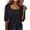 Black, variant on Half Sleeve Tops for Women,Women's Ribbed Knit Square Neck Top, 3/4 Elbow Sleeve T-Shirt, Solid Color Casual Knitwear, Slim Fit Basic Tee, Soft Pullover, Elegant Daily Blouse