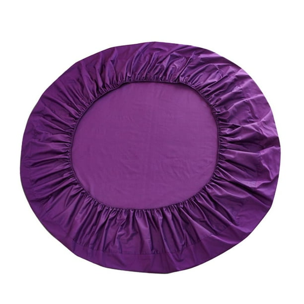 Funda de colchón de algodón de lujo, redonda, tamaño matrimonial, protector de colchón, sábana bajera ajustable Violeta