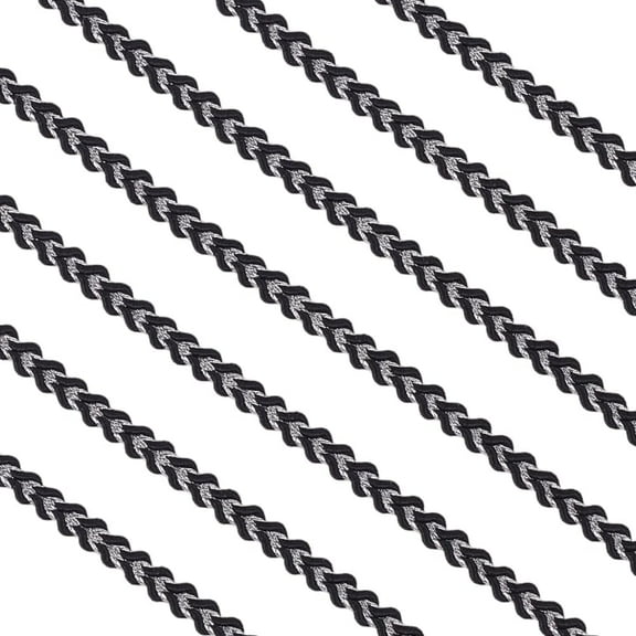 10 Yards x 1/8 Inch Black Gimp Braid Trim Interwoven Silver Metallic Threads Lace Trims Stylishal Polyester Lace Ribbon for Curtains Lampshade Sofa DIY Sewing