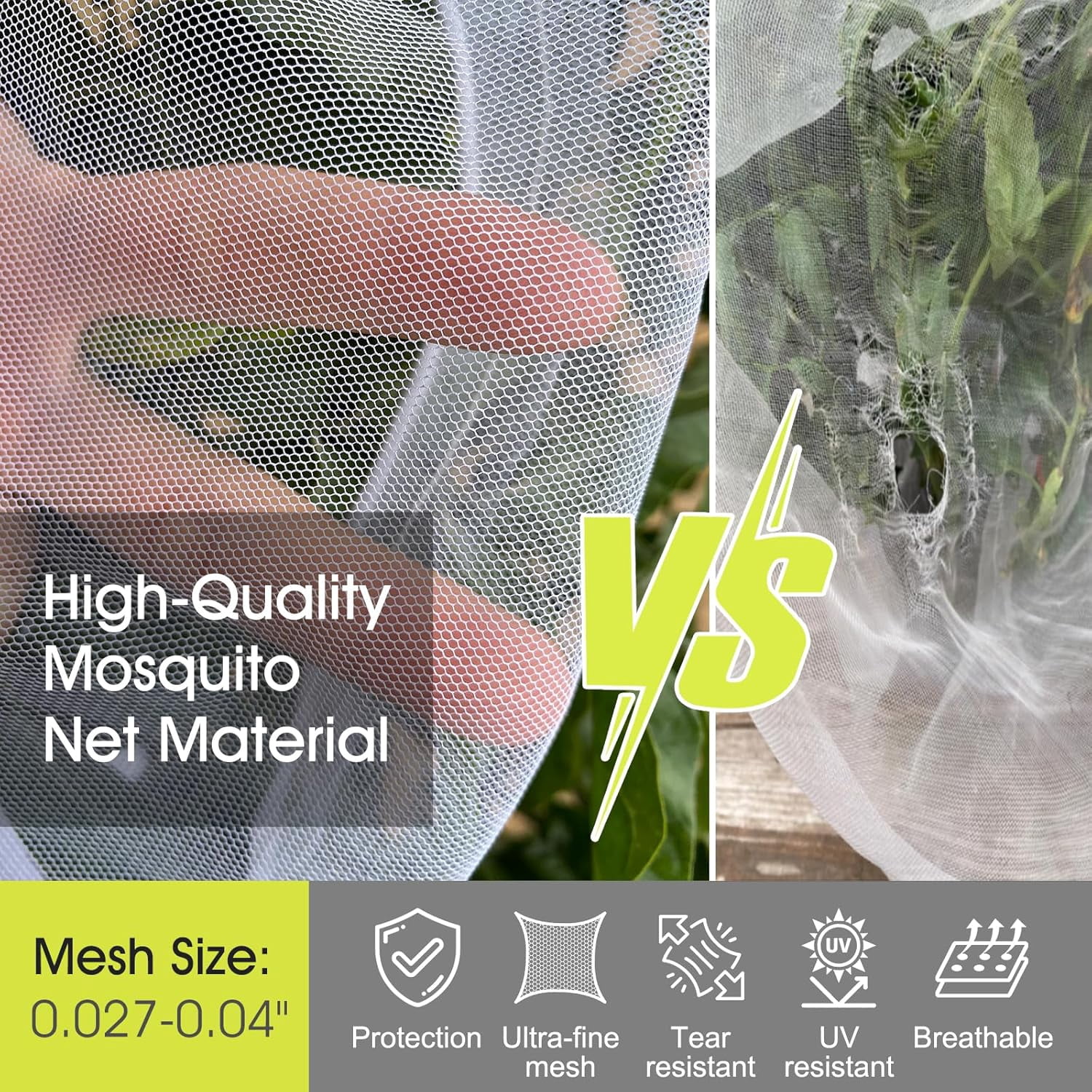 Fruit Tree Netting,  3.3 x 2.6 FT Blueberry Bush Netting Cover with Zipper Drawstring, Outdoor Mosquito Net Garden Netting Protector Plant from Birds Cicadas Animals Insect (4 PCS, White)