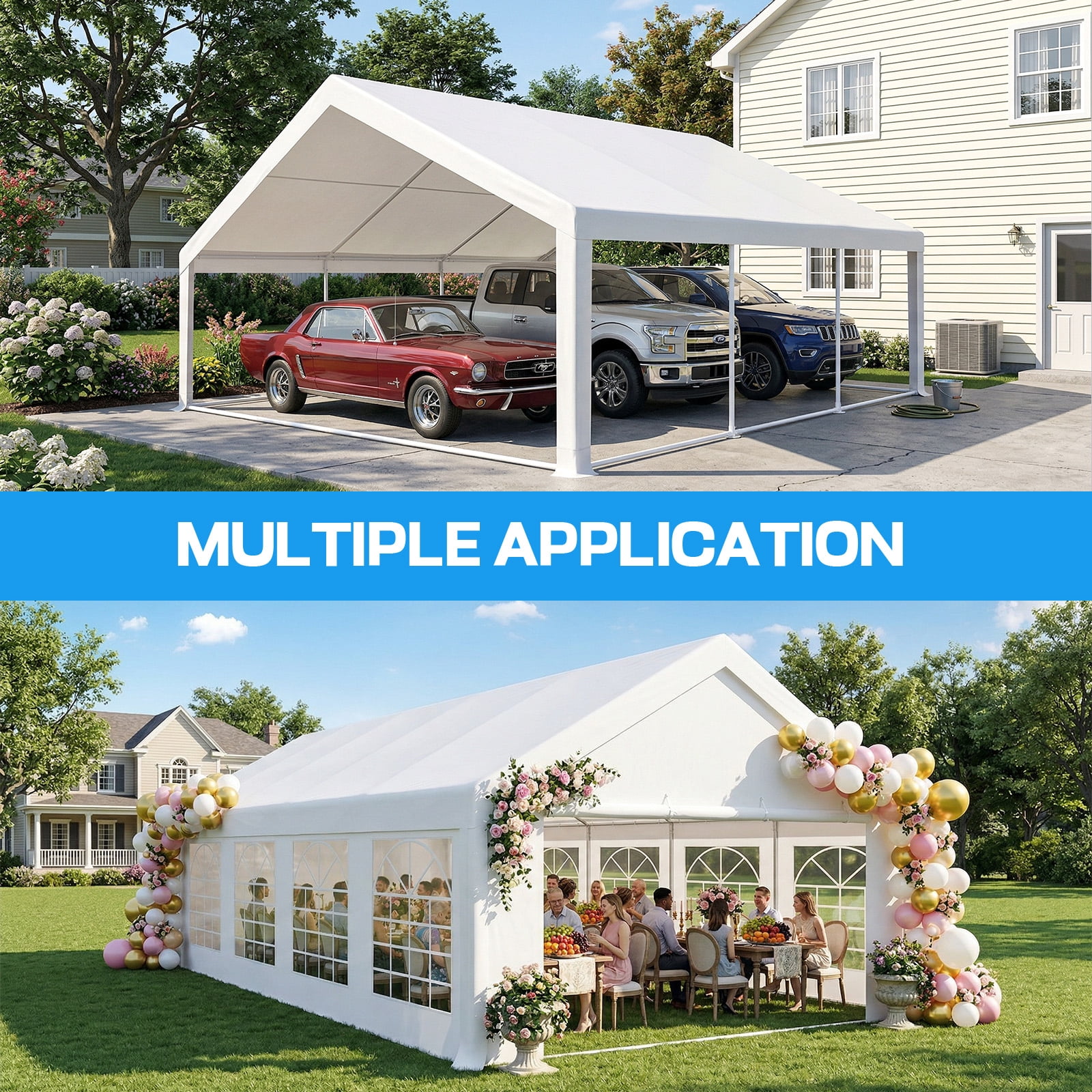 HOTEEL 20x20ft Heavy Duty Party Tent, Commercial Outdoor Canopy Wedding Tents for Parties with 6 Sidewalls & Built-in Sandbags, Waterproof Outdoor Canopy, White