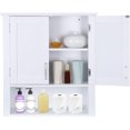 thumbnail image 4 of Elegante gabinete de pared para baño blanco sobre inodoro: elegante botiquín de 2 puertas con estantes interiores ajustables para organizar el baño y la sala de estar, 4 of 8