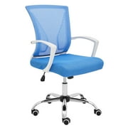Modern Home Zuna Mid-Back Office Task Chair - Ergonomic Back Supporting Mesh Back Desk Chair (White/Blue)
