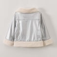 thumbnail image 4 of Chaquetas y abrigos casuales sin capucha de manga larga para niñas, de polar, de color liso, a la moda, con cuello acampanado y bolsillos, abrigo de polar para niñas., 4 of 9