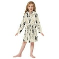 thumbnail image 6 of FORMRS Niños Bathrobe Unisex Hooded Robe Soft Plush Pajamas Sleepwear, Size 4-6T, Small Black Flowers, 6 of 7