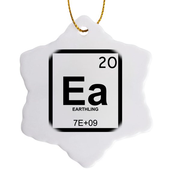 3drose, Earthling, 3 inch Snowflake Porcelain Ornament