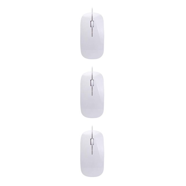 Transemion Mouse Wired Optical Computer Mouses Skin Touch Computers Fitting Laptop Gift Networking Keyboards Table Study White 3Set